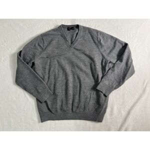 Thomas Dean Gray V-Neck Knit Pullover Sweater Men's Regular Fit Size XL